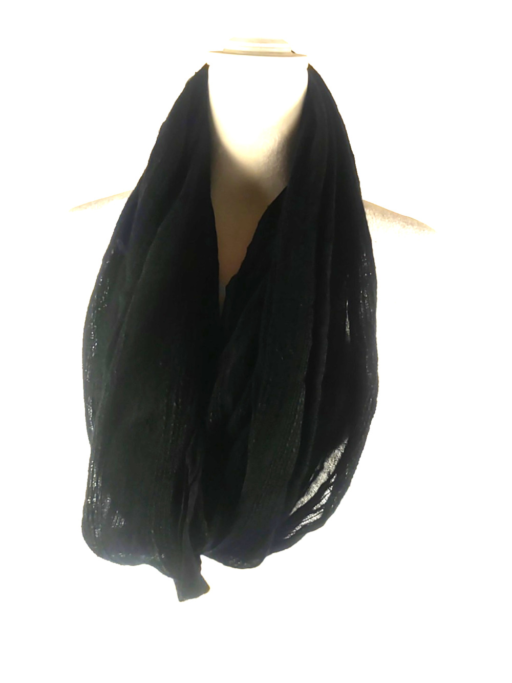 Black Loose Woven Infinity Scarf 37 X 18 Funeral Goth